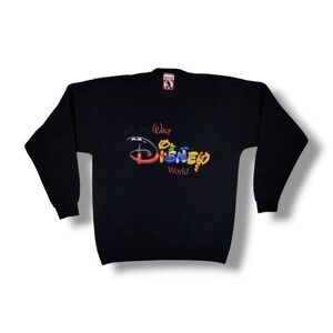 Mickey, Inc Walt Disney World Logo Black Crewneck Vintage 90s Sweatshirt Men's L